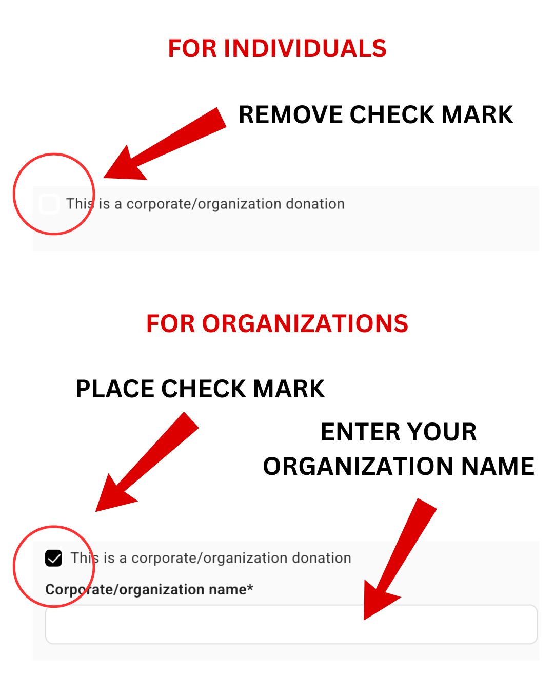 donation organization instructions